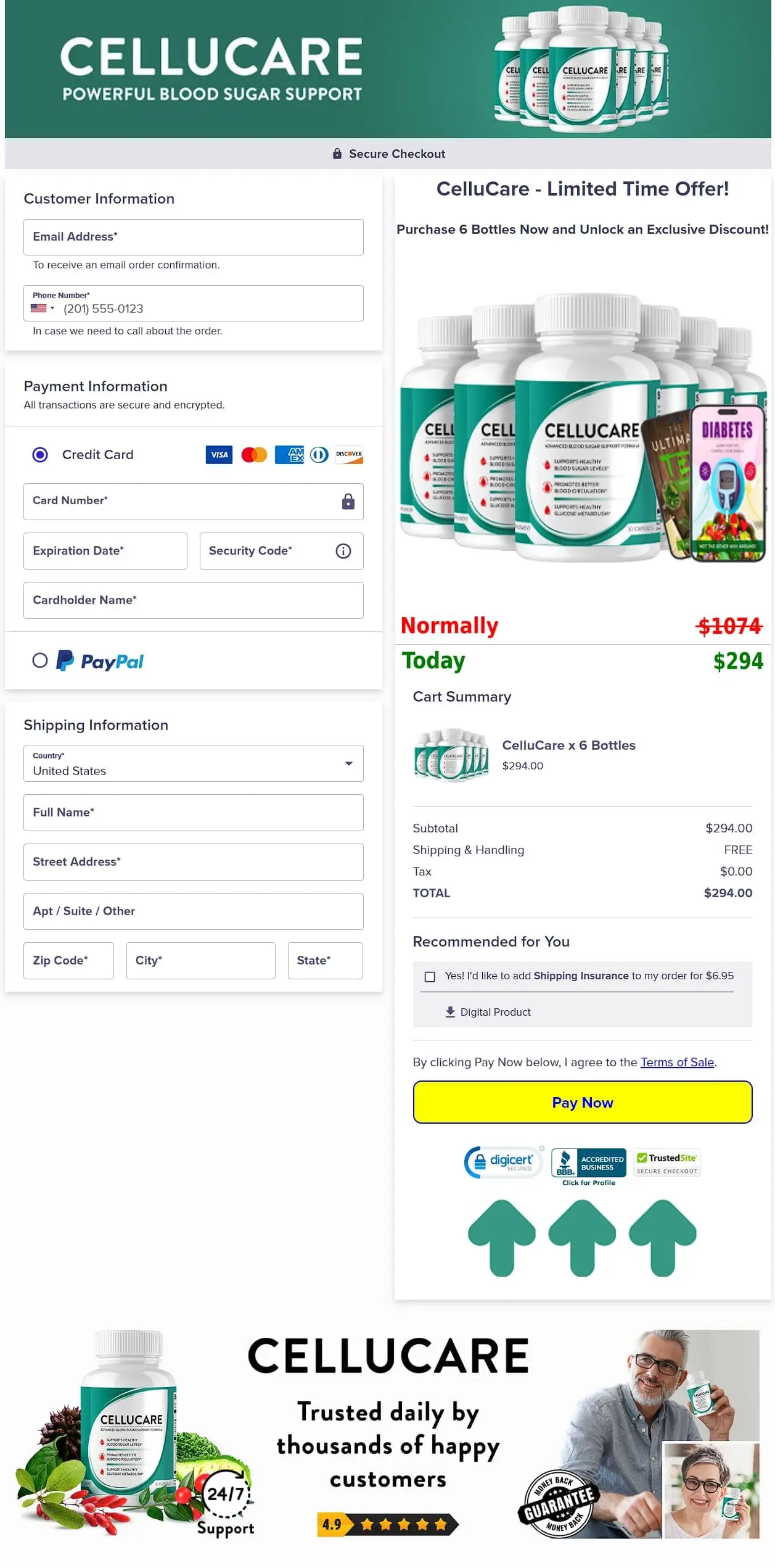 cellucare order page